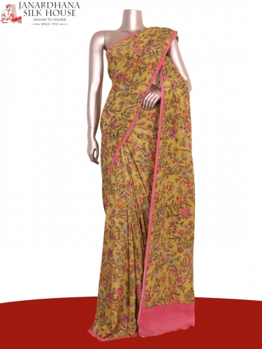 Floral  Pure Crepe Silk Saree